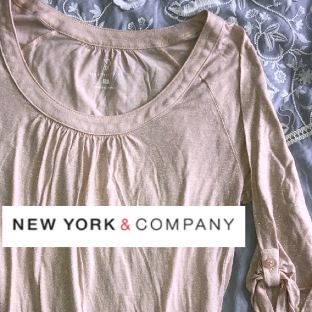 💟NY&Co SHIMMERING Apricot 3/4 sleeve blouse
